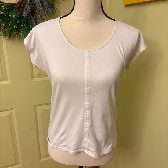 Lacoste Tops - LACOSTE White Cap Sleeve Tee size 36